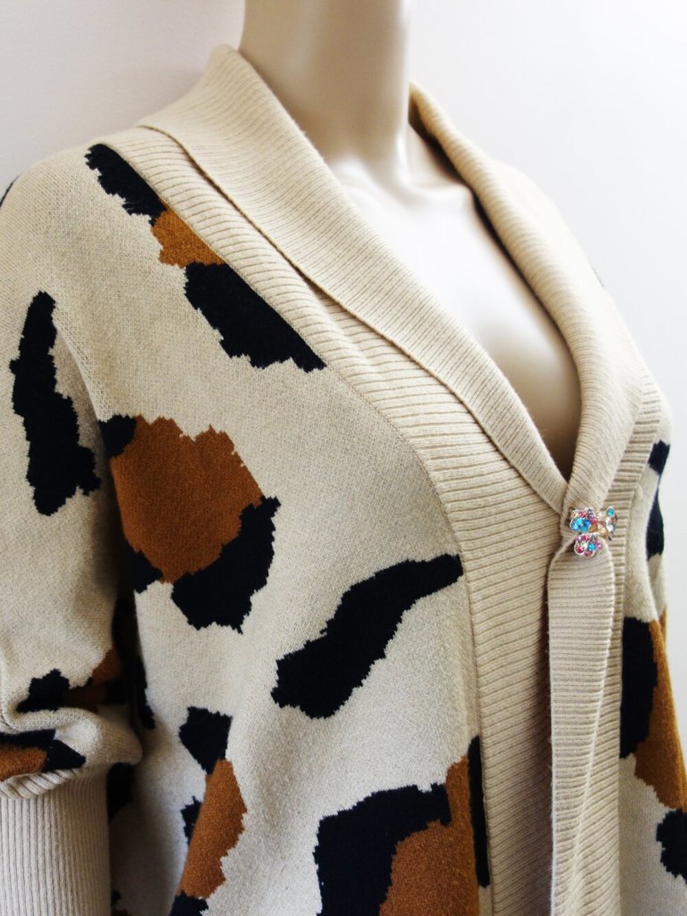 Philosophy Republic Clothing Leopard Print Cardigan Sweater Knit (S) EUC - Picture 5 of 11